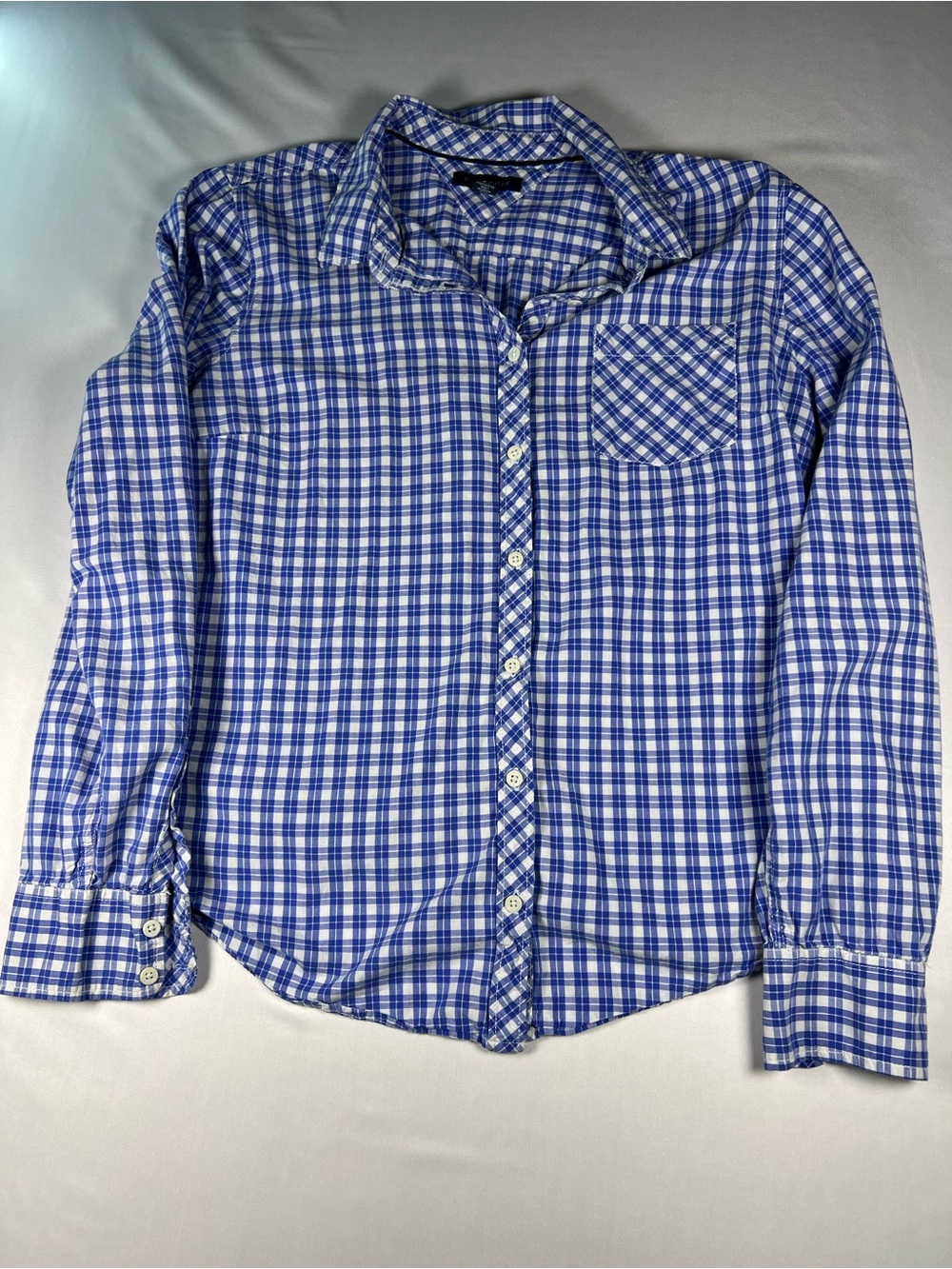 Tommy Hilfiger Blue and White Plaid Button-Down Shirt